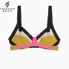 Nouvelle tendance Mesdames dernier contraste couleur sans fil en maille tissu sexy nouveau design femmes soutien-gorge